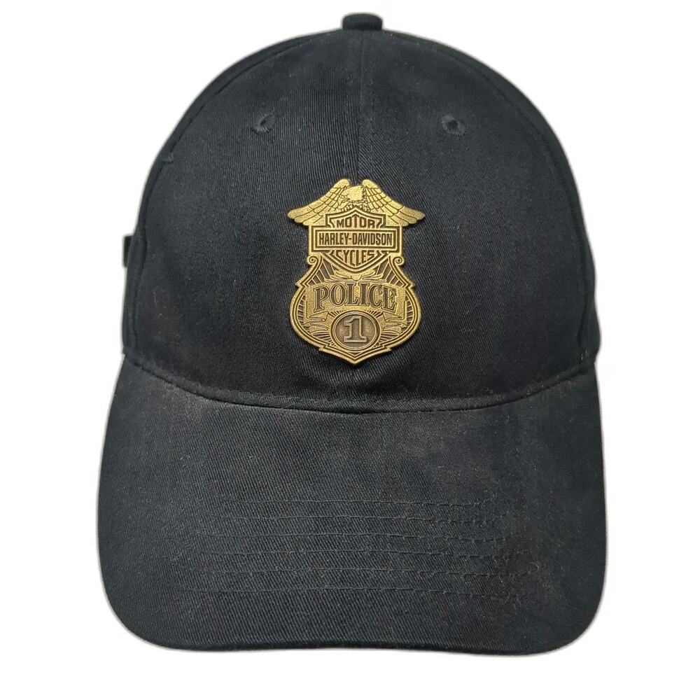 Harley-Davidson Baseball Cap Black One Size Police Badge Gold Embroidery Hat